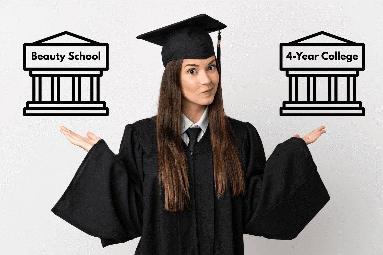 Student contemplating whether she should choose a 4 year college or a beauty school